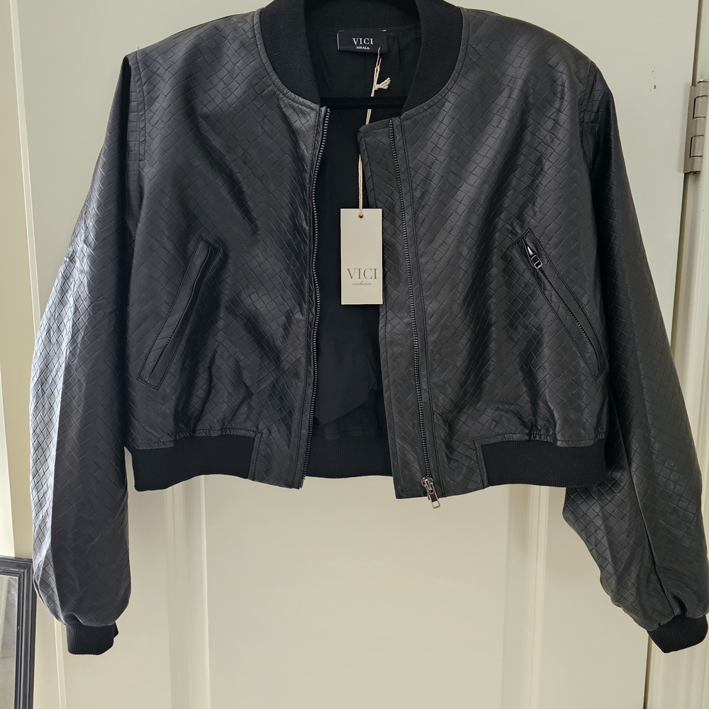 Vici Black Textured Bomber Jacket